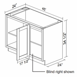 Kabinet King Noble White Oak BBC45/48FHL/R: Blind Base Full Height Cabinet: Assembled Kitchen Cabinets