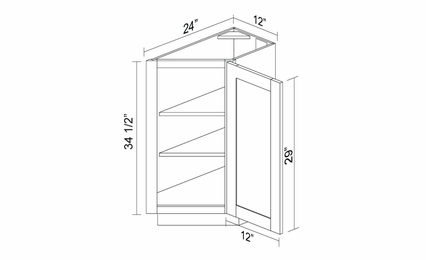 Kabinet King Noble White Oak BEC1224R: Base End Cabinet: Assembled Kitchen Cabinets