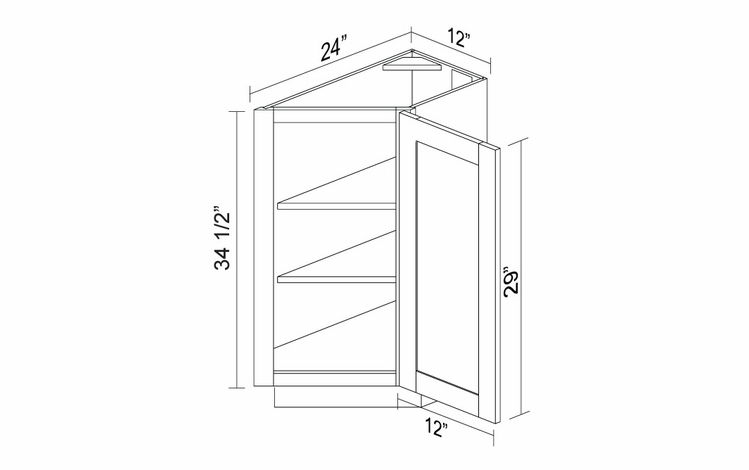 Kabinet King Noble White Oak BEC1224R: Base End Cabinet: Assembled Kitchen Cabinets