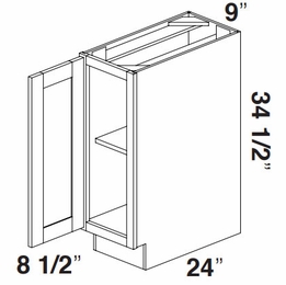Kabinet King Noble White Oak BH09: Base Full Height 9": Assembled Kitchen Cabinets