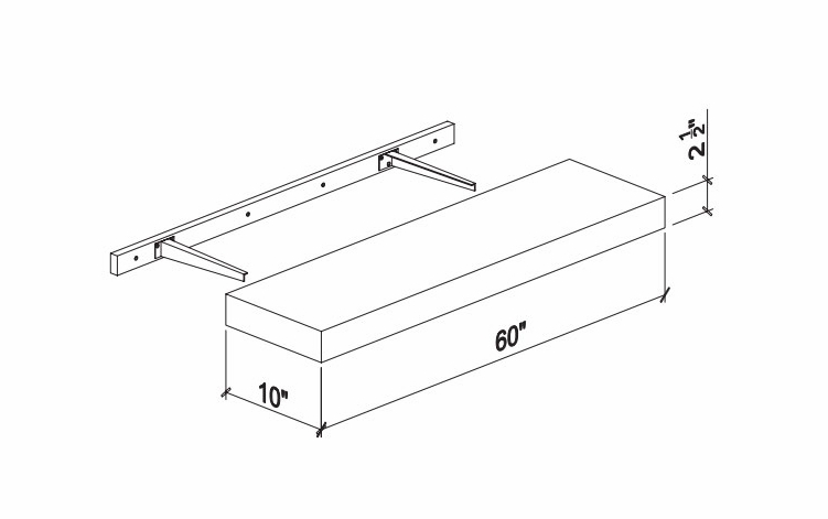Kabinet King Noble White Oak FS60: Floating Shelf: Assembled Kitchen Cabinets