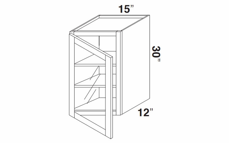 Kabinet King Noble White Oak GDW1530: Single Door Glass Wall Cabinet: Assembled Kitchen Cabinets