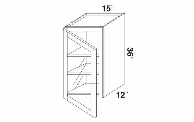 Kabinet King Noble White Oak GDW1536: Single Door Glass Wall Cabinet: Assembled Kitchen Cabinets