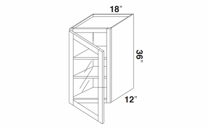 Kabinet King Noble White Oak GDW1836: Single Door Glass Wall Cabinet: Assembled Kitchen Cabinets