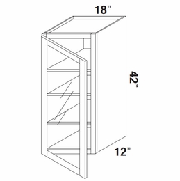 Kabinet King Noble White Oak GDW1842: Single Door Glass Wall Cabinet: Assembled Kitchen Cabinets