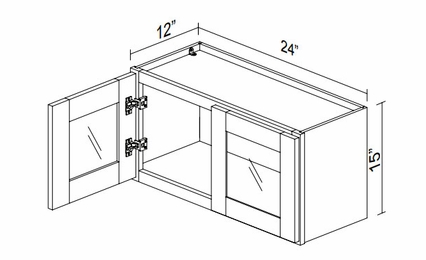 Kabinet King Noble White Oak GDW2415: Double Door Glass Wall Cabinet: Assembled Kitchen Cabinets