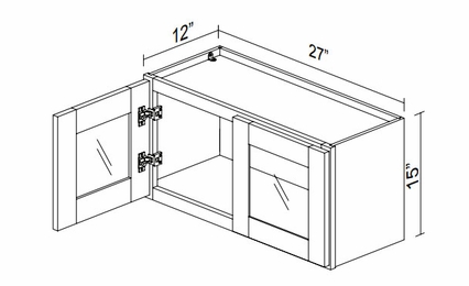 Kabinet King Noble White Oak GDW2715: Double Door Glass Wall Cabinet: Assembled Kitchen Cabinets