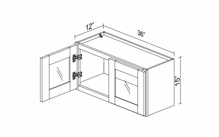 Kabinet King Noble White Oak GDW3615: Double Door Glass Wall Cabinet: Assembled Kitchen Cabinets