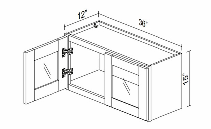 Kabinet King Noble White Oak GDW3615: Double Door Glass Wall Cabinet: Assembled Kitchen Cabinets