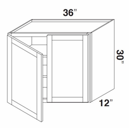 Kabinet King Noble White Oak GDW3630: Double Door Glass Wall Cabinet: Assembled Kitchen Cabinets