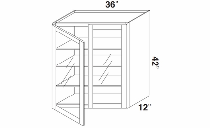 Kabinet King Noble White Oak GDW3642: Double Door Glass Wall Cabinet: Assembled Kitchen Cabinets