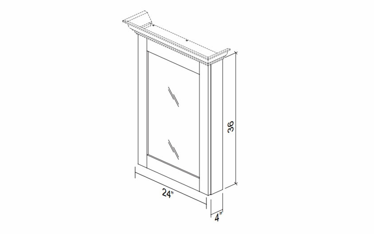 Kabinet King Noble White Oak M2436: Matching Vanity Mirror: Assembled Kitchen Cabinets