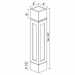 Kabinet King Noble White Oak SSPA34: Shaker Decorative Post: Assembled Kitchen Cabinets