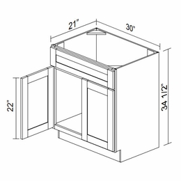 Kabinet King Noble White Oak VA3021: Vanity Sink Base Cabinet: Assembled Kitchen Cabinets