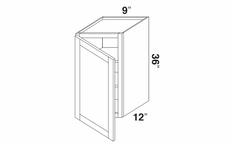 Kabinet King Noble White Oak W0936: Single Door Wall Cabinet: Assembled Kitchen Cabinets