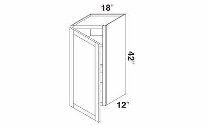 Kabinet King Noble White Oak W1842: Single Door Wall Cabinet: Assembled Kitchen Cabinets