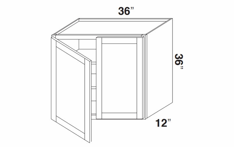 Kabinet King Noble White Oak W3636: Double Door Wall Cabinet: Assembled Kitchen Cabinets