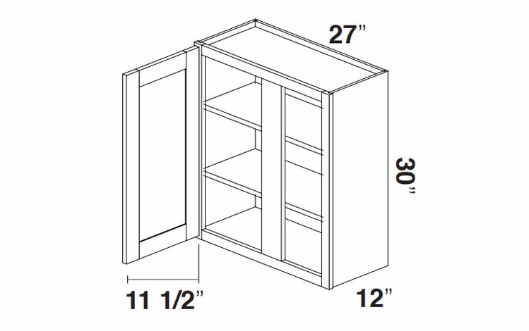 Kabinet King Noble White Oak WBC2730: Blind Wall Cabinet: Assembled Kitchen Cabinets
