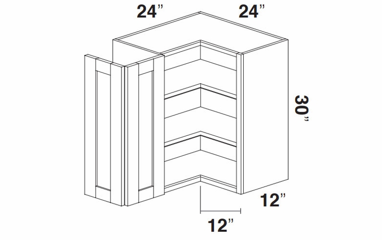 Kabinet King Noble White Oak WCOR2430: Pie Cut Corner Wall Cabinet: Assembled Kitchen Cabinets