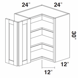 Kabinet King Noble White Oak WCOR2430: Pie Cut Corner Wall Cabinet: Assembled Kitchen Cabinets