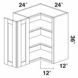 Kabinet King Noble White Oak WCOR2436: Pie Cut Corner Wall Cabinet: Assembled Kitchen Cabinets
