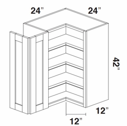 Kabinet King Noble White Oak WCOR2442: Pie Cut Corner Wall Cabinet: Assembled Kitchen Cabinets