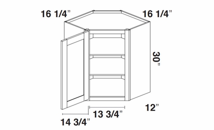 Kabinet King Noble White Oak WDC2430: Diagonal Corner Wall Cabinet: Assembled Kitchen Cabinets
