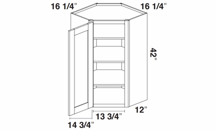 Kabinet King Noble White Oak WDC2442: Diagonal Corner Wall Cabinet: Assembled Kitchen Cabinets