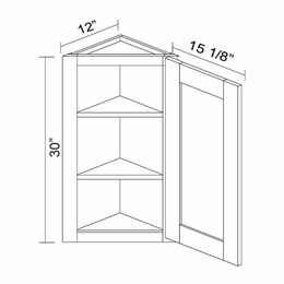 Kabinet King Noble White Oak WECA30R: Angle End Wall Cabinet: Assembled Kitchen Cabinets