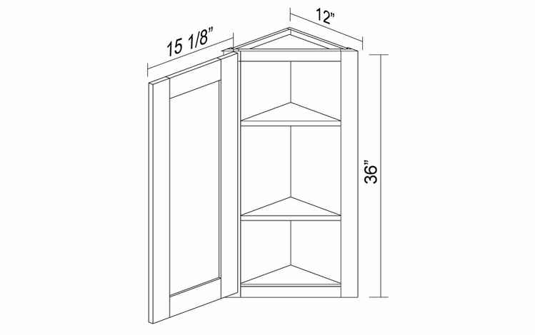 Kabinet King Noble White Oak WECA36L: Angle End Wall Cabinet: Assembled Kitchen Cabinets