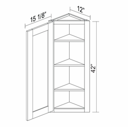 Kabinet King Noble White Oak WECA42L: Angle End Wall Cabinet: Assembled Kitchen Cabinets