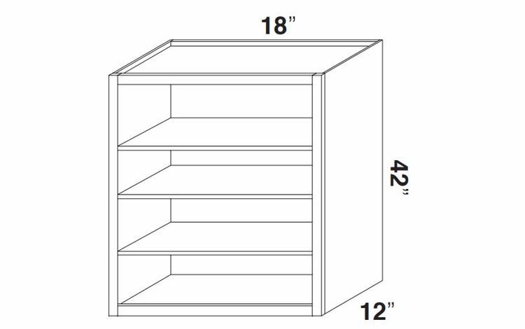 Kabinet King Noble White Oak WOC1842: Open Wall Cabinet: Assembled Kitchen Cabinets