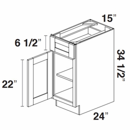 Kabinet King Royal Blue B15: Single Door Base Cabinet: Assembled Kitchen Cabinets
