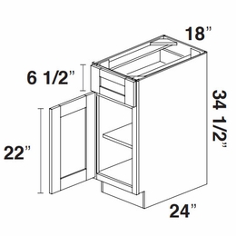 Kabinet King Royal Blue B18: Single Door Base Cabinet: Assembled Kitchen Cabinets