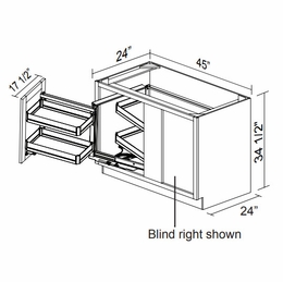 Kabinet King Royal Blue BBC45/48FHL/R-MC: Base Blind Cabinet With Magic Corner: Assembled Kitchen Cabinets