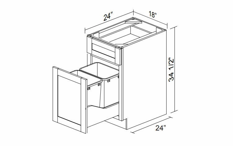 Kabinet King Royal Blue BWB18: Wastebasket Base Cabinet: Assembled Kitchen Cabinets