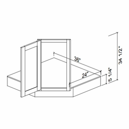 Kabinet King Royal Blue CSB36: Corner Sink Base Front & Floor: Assembled Kitchen Cabinets