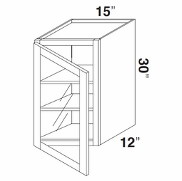 Kabinet King Royal Blue GDW1530: Single Door Glass Wall Cabinet: Assembled Kitchen Cabinets