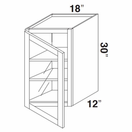 Kabinet King Royal Blue GDW1830: Single Door Glass Wall Cabinet: Assembled Kitchen Cabinets