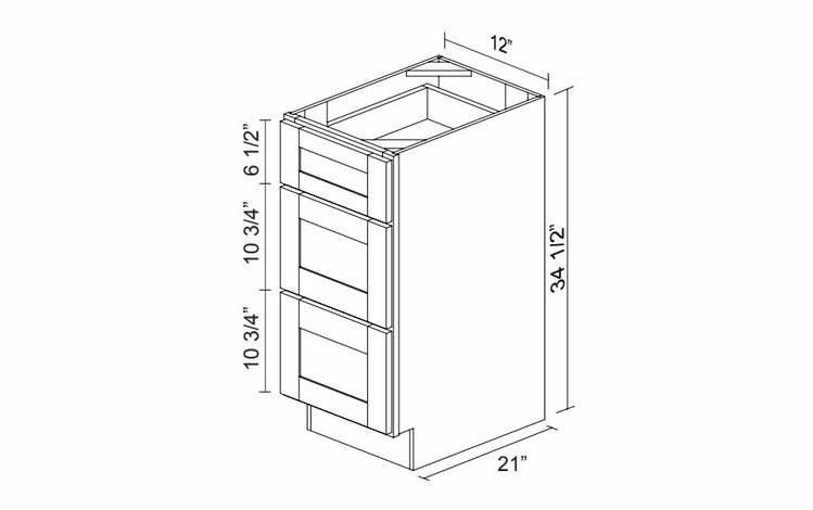 Kabinet King Royal Blue VDB12-3: Vanity Drawer Base Cabinet: Assembled Kitchen Cabinets