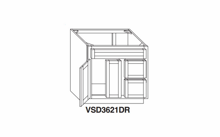 Kabinet King Royal Blue VSD3621DR: Vanity Sink Base Cabinet with Two Drawers: Assembled Kitchen Cabinets