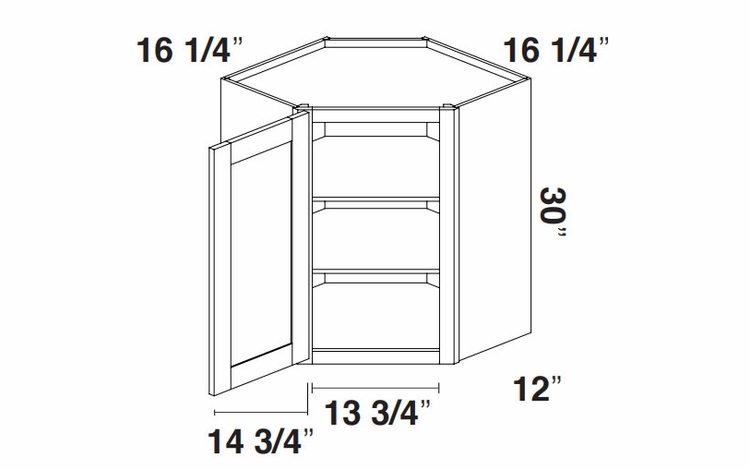 Kabinet King Royal Blue WDC2430: Diagonal Corner Wall Cabinet: Assembled Kitchen Cabinets