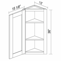 Kabinet King Royal Blue WECA36L: Angle End Wall Cabinet: Assembled Kitchen Cabinets