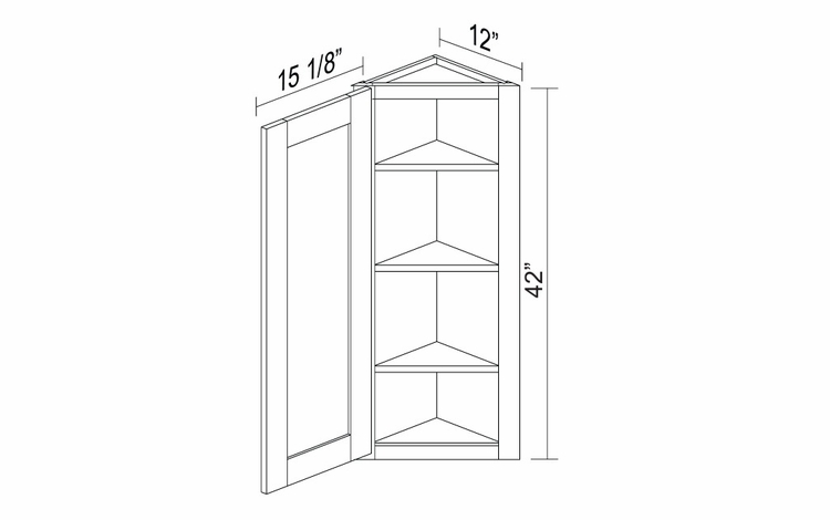 Kabinet King Royal Blue WECA42L: Angle End Wall Cabinet: Assembled Kitchen Cabinets