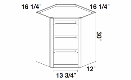 Kabinet King Royal Blue WOCD2430: Open Diagonal Corner Wall Cabinet: Assembled Kitchen Cabinets