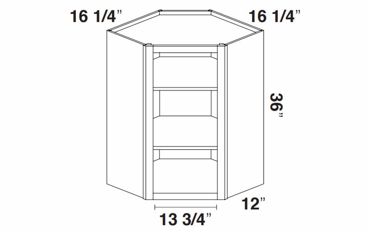 Kabinet King Royal Blue WOCD2436: Open Diagonal Corner Wall Cabinet: Assembled Kitchen Cabinets