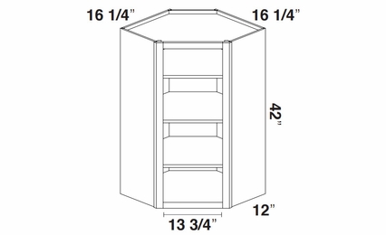 Kabinet King Royal Blue WOCD2442: Open Diagonal Corner Wall Cabinet: Assembled Kitchen Cabinets
