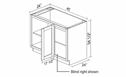 Kabinet King White Knight BBC45/48FHL/R: Blind Base Full Height Cabinet: Assembled Kitchen Cabinets