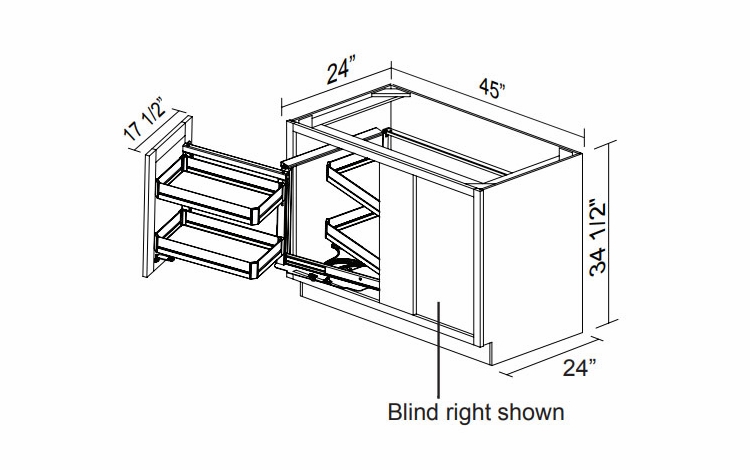 Kabinet King White Knight BBC45/48FHL/R-MC: Base Blind Cabinet With Magic Corner: Assembled Kitchen Cabinets