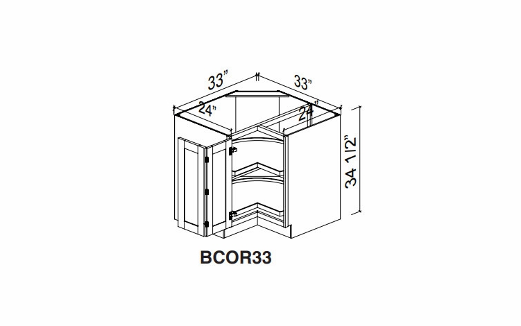 Kabinet King White Knight BCOR33L/R: Corner Base Cabinet with Lazy Susan: Assembled Kitchen Cabinets